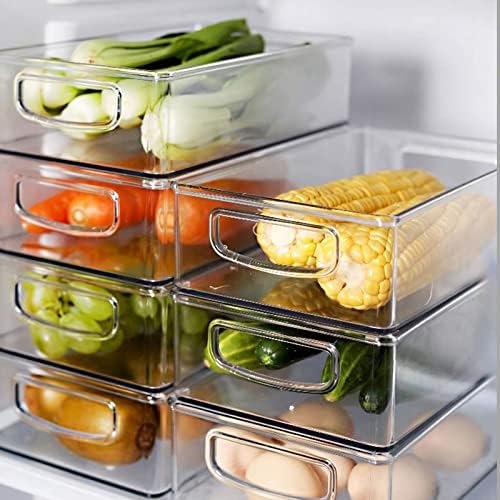 Kingrol 6 Pack Plastic Storage Bins for Pantry, Refrigerator, Countertop, Cabinet Organization, Stackable Food Storage Organizer with Handles, BPA Free, 10 x 6 x 3 Inch - Image 5