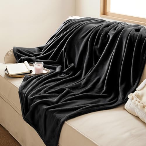 Bedsure Soft Cozy Warm Fleece Twin Blanket for Bed 300GSM Black 60"x80" - Image 5