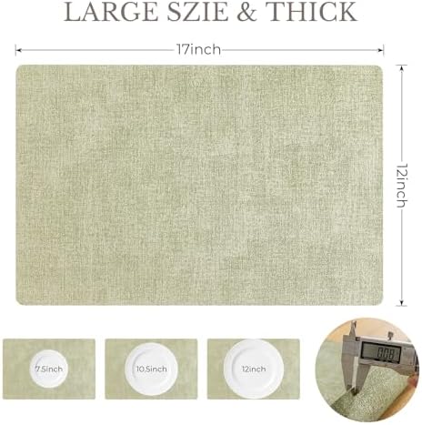 Romanstile Faux Leather Vinyl Placemats Set of 4, Grass Green - Image 6