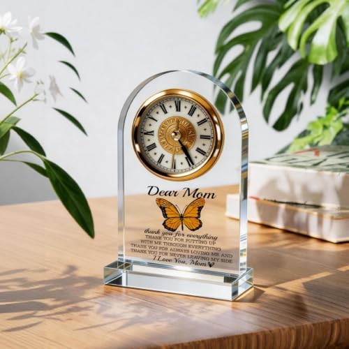 WKYAER Acrylic Desk Clock for Mom, Sentimental Keepsake with Heartfelt Message, Thank You Mom for Everything, Family Appreciation Gift, Mother's Day Birthday Gift from Daughter, 4.3 x 7.8 in - Image 4