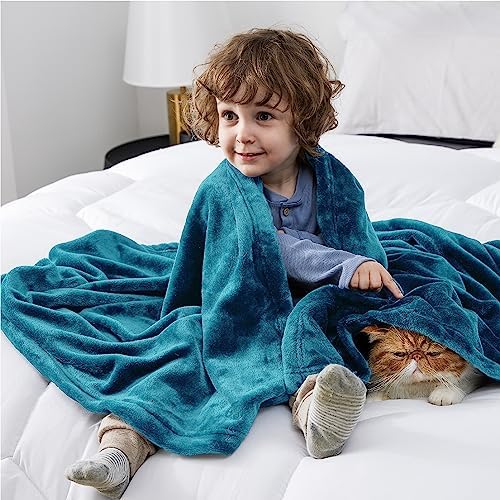 Bedsure GentleSoft Bedding Fleece Blanket for Girls and Boys - Soft Cozy Cute Small Throw Blankets for Travel, 43x55 Inches,Teal Blue - Image 2