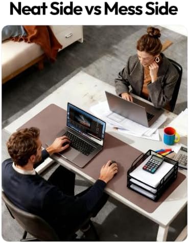YSAGi Leather Desk Protector, Office Mat, Large Mouse Mat, Non-Slip PU Leather Blotter, Laptop Desk Mat, Waterproof Writing Pad for Office and Home(Chocolate, 40" x 24") - Image 7