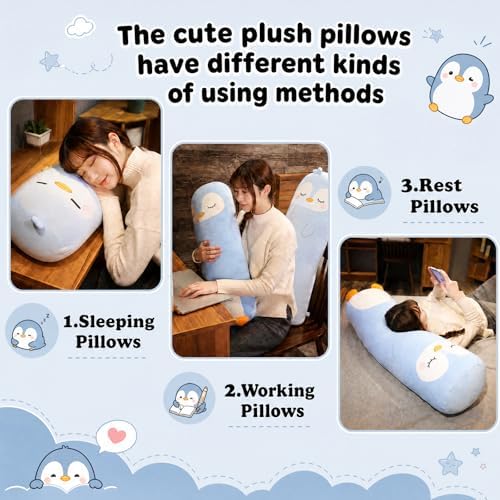 Long Plush Pillow, Penguin 27 Inch, Cute Body Stuffed Animal Pillows - Image 4