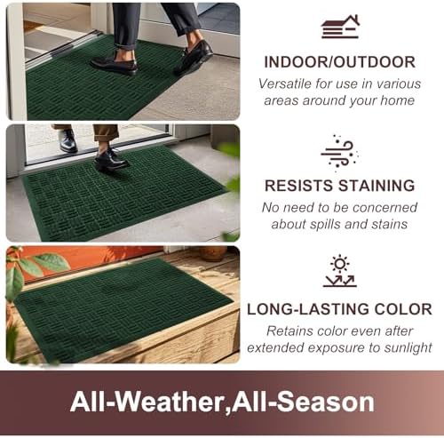 Mibao Front Door Mat Outside Entrance, 61.5" x 36", Heavy Duty Welcome Mat, Stain and Fade Resistant, Dirt Trapper Doormat, Super Absorbent Indoor Outdoor Entryway Mat with Non-Slip Backing, Green - Image 4