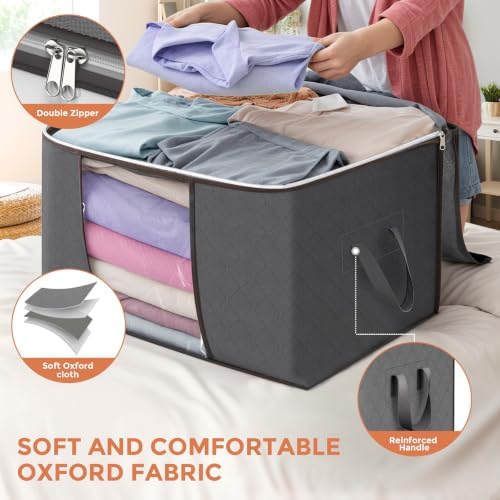 90L Large Storage Bags, 8 Pack Clothes Storage Bins Closet Organizers - Image 4