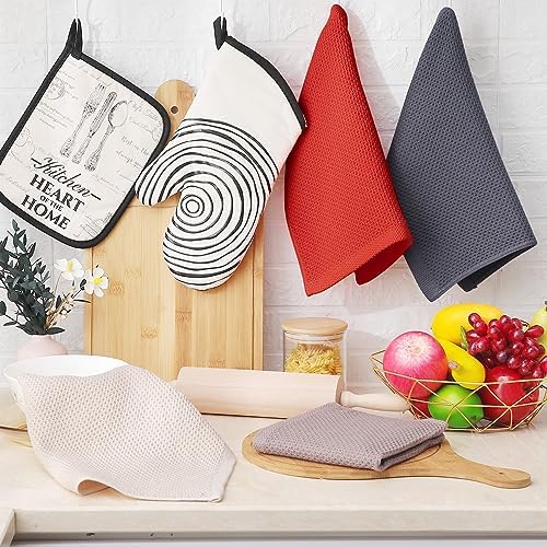 Homaxy 100% Cotton Waffle Weave Kitchen Dish Cloths 8-Pack, Multicolor - Image 6
