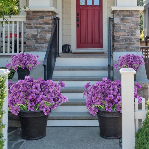 ColoPlay 24 Deep Purple Bundles Artificial Flowers for Outdoors/Indoors Fake Flowers Plants for Indoor Outside Garden Porch Window Box Home Wedding Farmhouse (Pack of 2) - Image 7