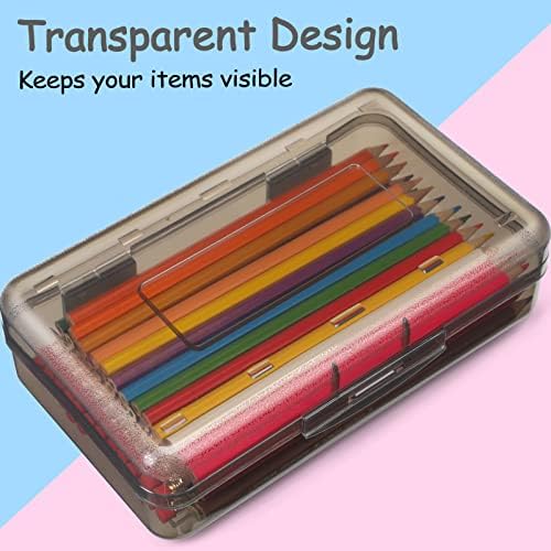Sooez 1 Pack Clear Pencil Box, Plastic Hard Pencil Case with Stickers - Image 5