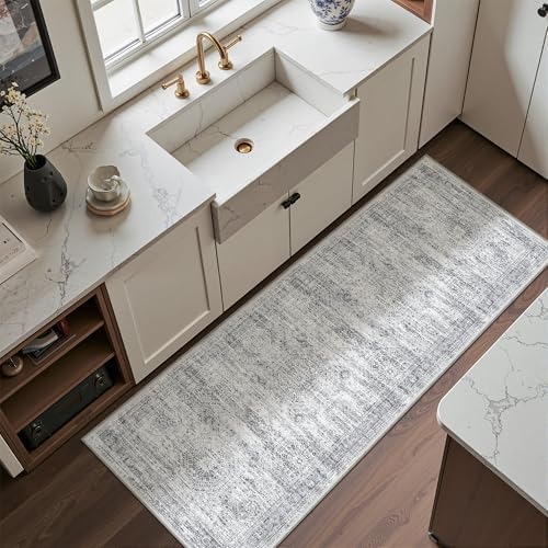 2x6 Runner Rug Non Slip,Washable Hallway Runner Rug,Grey - Image 3