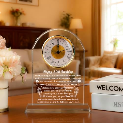80th Birthday Gifts for Women, 80 Year Old Birthday Decorations Clock Gifts for Her, Meaningful Turining 80 Bday Gifts Idea for Women, Men, Friends, Mom, Dad, Sister - Image 6