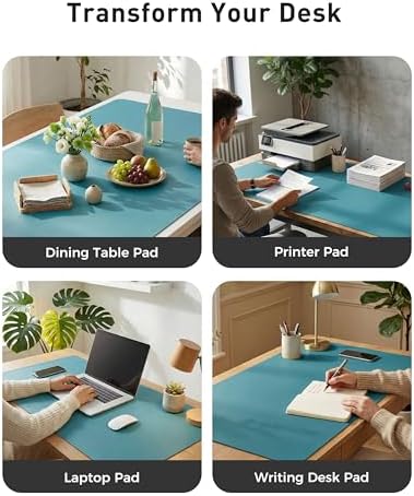 Aothia Faux Leather Desk Mat - Large Mouse Pad, Non-Slip PU Leather Blotter, Waterproof Writing Surface for Office and Home (Turquoise, 40" x 24") - Image 6
