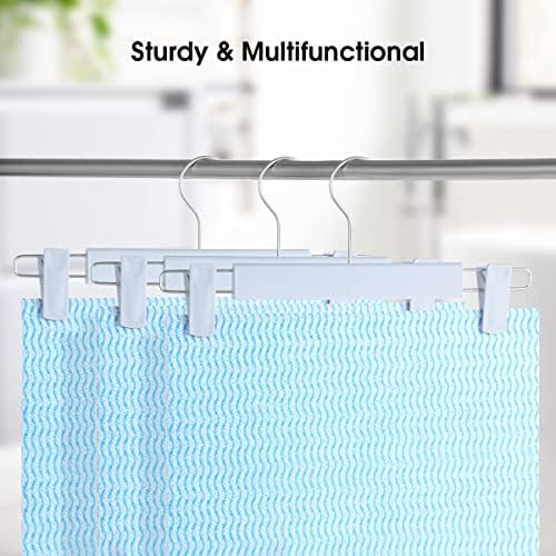 GUANJUNE Clothes Pants Hangers, Space-Saving Skirt Holders with 360 ° Swivel Hooks, Adjustable Clips, Trouser Hangers, Clothes Coat Garment Jeans Hangers (30 Pack, Blue) - Image 6