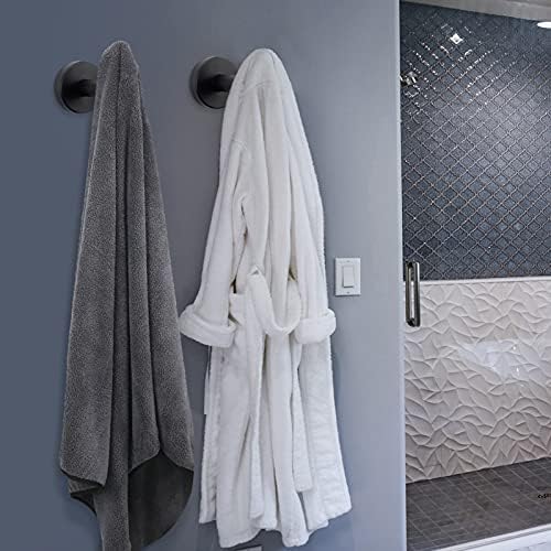 NearMoon Bath Towel Hooks- SUS 304 Stainless Steel Robe Hook Holder, Heavy Duty Coat Hook for Bathroom Livingroom Hotel Kitchen Garage, Wall Mounted (Matte Black, 4 Pack) - Image 2