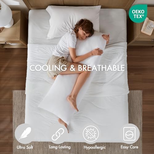Madison Park Cooling Body Pillow for Side Sleeper & Adult 20"x 54" White - Image 2