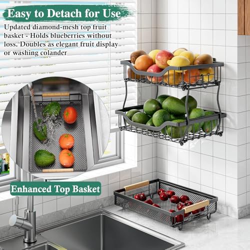 OKZEST 3-Tier Fruit Basket Fits Under Standard Upper Cabinet, 17.2" H - Image 4