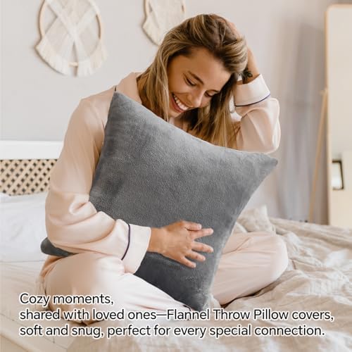 BEDELITE Velvet Pillow Covers with Zipper, Gray, 26x26 Inches, 2 Pack - Image 4