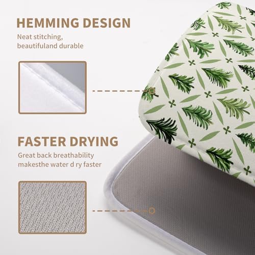 Christmas Dish Drying Mat for Kitchen Counter 16x18 Inch Sage Green Xmas Tree Drying Mats Winter Holiday Dish Drainer Pad Microfiber Absorbent Dish Draining Mat for Coffee Bar - Image 4