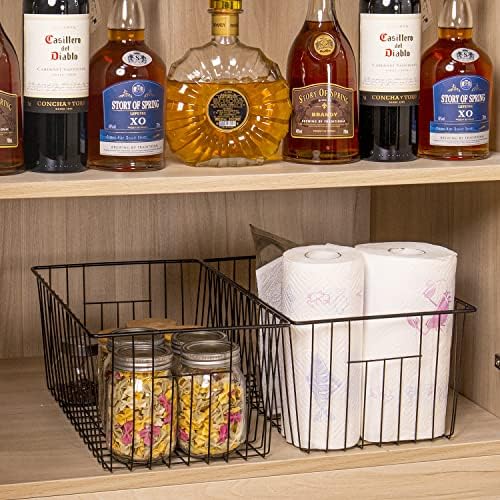 16inch Freezer Wire Storage Organizer Baskets, Household Refrigerator Bin with Built-in Handles for Cabinet, Pantry, Closet, Bedroom Black,4pack - Image 4