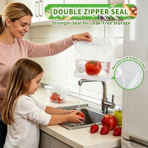 Reusable Vacuum Sealer Bags Variety Pack, 45 Vacuum Zipper Bags, 5 Clip Set - Image 5