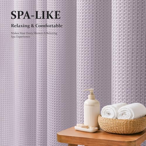 Dynamene Stall Waffle Shower Curtain 256 GSM Heavy Fabric 60x72 Lavender - Image 3