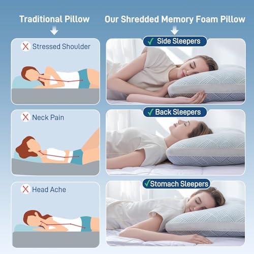 Alkyonos Shredded Memory Foam Cooling Soft Bamboo Viscose Pillow King Size, Adjustable Hypoallergenic Hotel Quality Pillow for Stomach, Back and Side Sleeper, Oeko-TEX Certified - Image 5