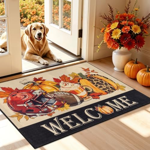 Vaukki Fall Pumpkin Entryway Mat for Front Door, 32x48 Inch Entrance Mat by Vaukki