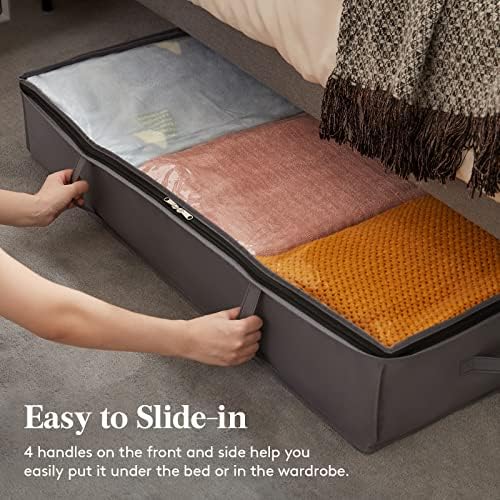 Lifewit 75L 4 Pack Under Bed Storage Container, Blanket Organizer, Gray - Image 3