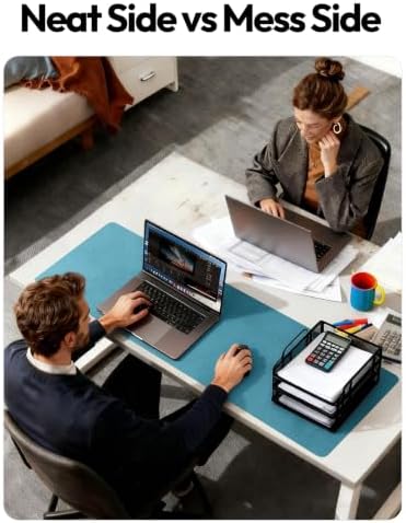 YSAGi Leather Desk Pad Protector, Office Desk Mat, Large Mouse Pad, Non-Slip PU Leather Desk Blotter, Laptop Desk Pad, Waterproof Desk Writing Pad for Office and Home (Turquoise, 31.5" x 15.8") - Image 6