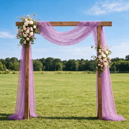 Artoid Mode Pearl Lilac Purple Gauze Table Runner 10FT Home Decor - Image 4