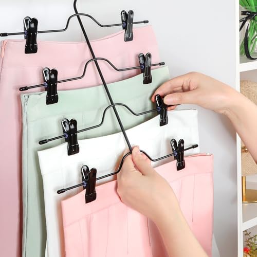 TOPIA HANGER 4 Tier Metal Skirt Hangers with Clips 80% Space Saving 2 Pack - Image 4