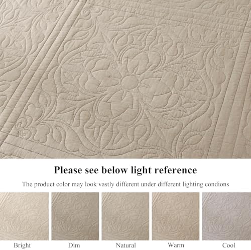 WINLIFE 100% Cotton Quilted Euro Sham Covers, 2 Pack Cotton 26'' x 26'' Pillow Covers, Soft and Breathable Euro Shams, Square Pillow Shams, Khaki - Image 6