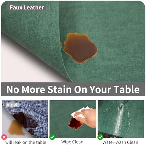 Maxpearl Faux Leather Placemats Set of 6, Easy to Clean, Dark Green - Image 3