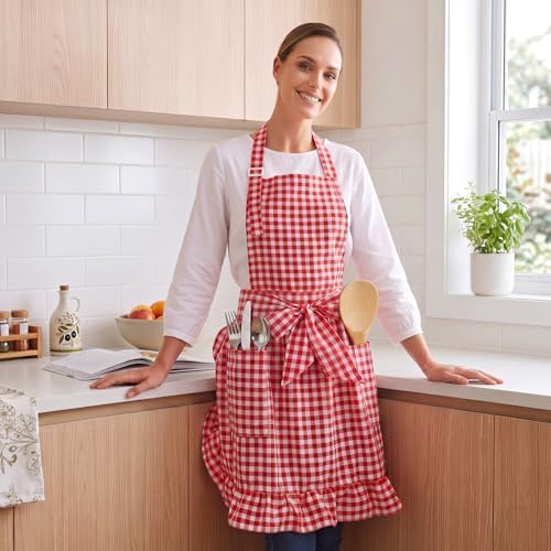 Vintage Apron Ruffle Dress Women 2 Pockets - Image 5