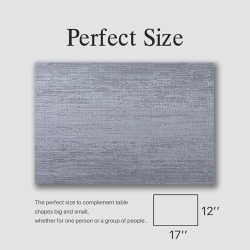 Placemats Set of 12 - Easy Clean Woven Vinyl Placemat for Dining Table, Indoor/Outdoor Place Mats, Washable PVC Table Mats（Gray） - Image 6