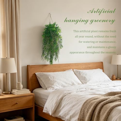 dallisten 4Pcs Fake Hanging Fern Plants for Outdoors, UV Resistant Artificial Ferns Greenery Vines Faux Trailing Plants for Indoor Wall Porch Wedding Boho Home Garden Decor(4PCS DeepGreen Ferns) - Image 5