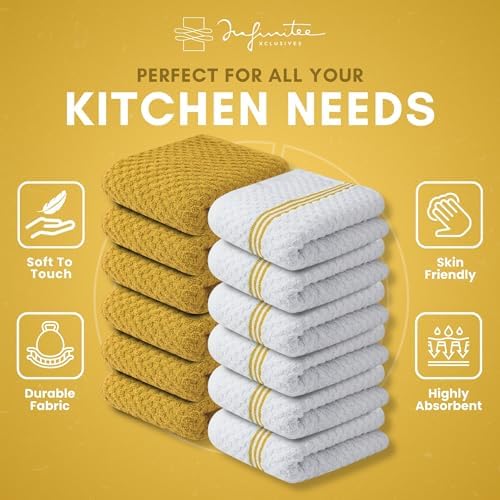 Infinitee Xclusives Kitchen Towels -12 Pack - Cotton Dish Towel |15" x 25"| - Image 5