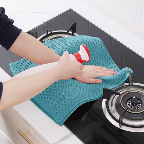 Homaxy 100% Cotton Waffle Weave Kitchen Dish Towels 6-Pack, Lake Blue - Image 5