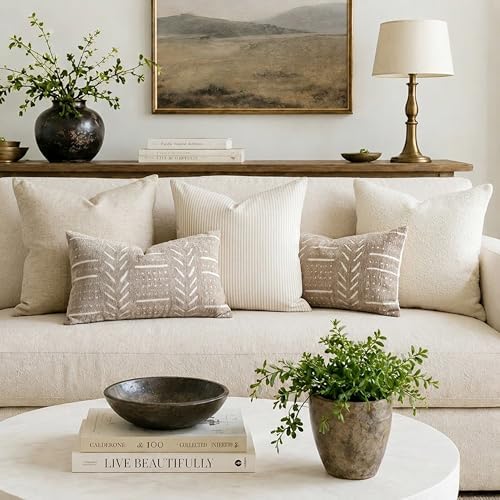BlissBlush Decorative Lumbar Pillow Covers 12x20 Set of 2, Taupe Soft Woven Chenille Accent Pillow Covers for Couch Sofa Bed, Textured Farmhouse Cushion Covers - Image 3