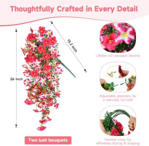 Artificial Flowers for Outdoors Decor, Faux Plants Fake Silk, 2PCS - Image 4