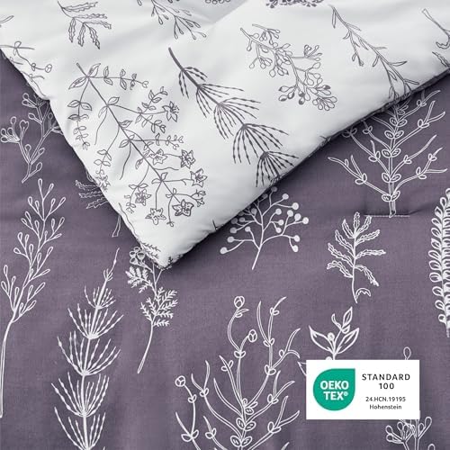 Bedsure Floral Comforter Set Cute Bedding Full Reversible Grayish Purple - Image 5