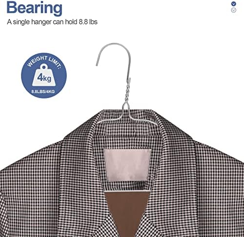 SPECILITE Metal Wire Clothes Hangers Bulk 100 Pack with Grooves, Silver - Image 2