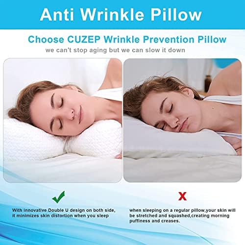 Clieey Side Sleeper Pillow Anti Wrinkle Aging Pillow Gel Shredded Memory Foam for Neck Pain Relief Pillow for Sleeping Side Back Stomach Sleeper Pillows (Regular White Style) - Image 2