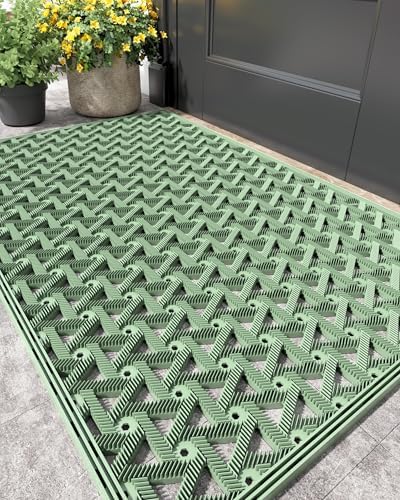 Color&Geometry Door Mat Outside Entrance with Drainage, 24"X36" Green by COLORG