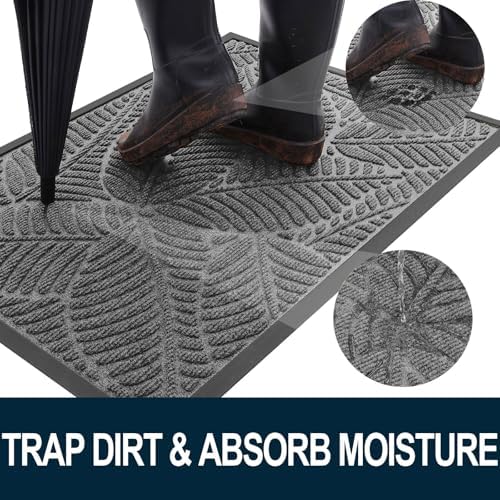 Colorxy Waterproof Front Doormat, Sturdy Natural Rubber Door Mat, 29.5x17 - Image 2
