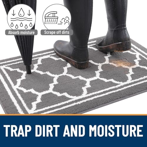 Buganda Indoor Door Mat, Dirt Resistant Doormat, 47x23, Grey - Image 2