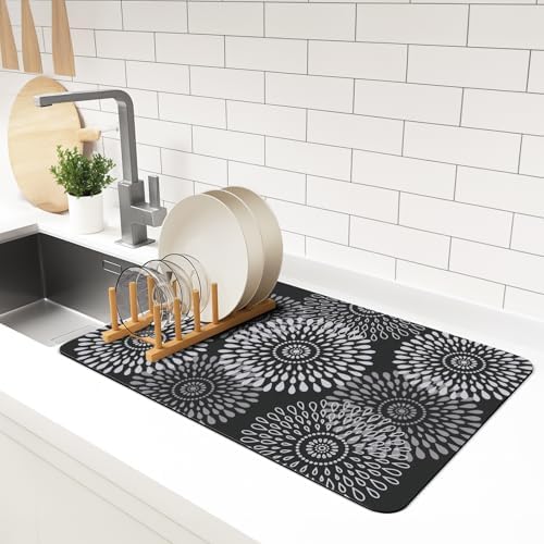 Dish Drying Mat Absorbent Kitchen Counter Mat Rubber Backing Draining Mat by LuxStep