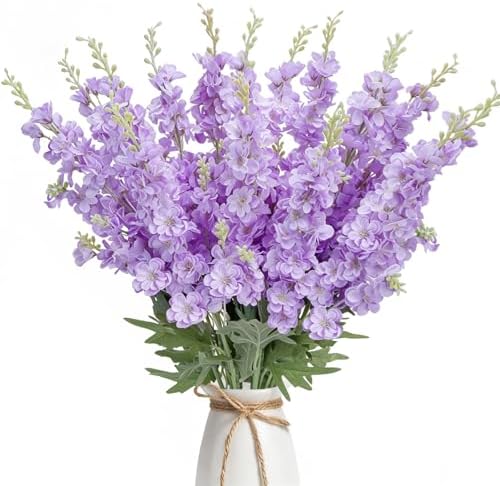 16Pcs Purple Delphinium Artificial Flowers 33.5'' Long Stem Larkspur Flower by COEWUR