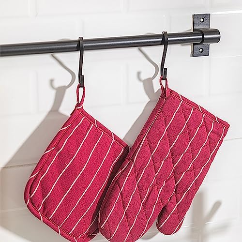 4Pcs Oven Mitts and Pot Holders, Heat Resistant Oven Mitts Set with Pothholder,Heat Resistant Microwave Gloves Safe for Baking,Cooking, BBQ (Red) - Image 7