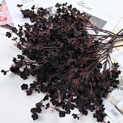 10 Pcs Fall Flowers, Real Touch Babys Breath Artificial Flowers, Black - Image 3