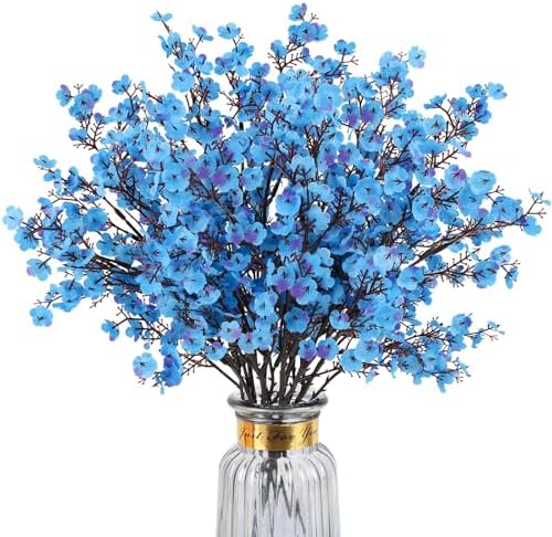 8Pcs Artificial Babys Breath Flowers Real Touch Fake Blue Flower Decoration by HIAGROW